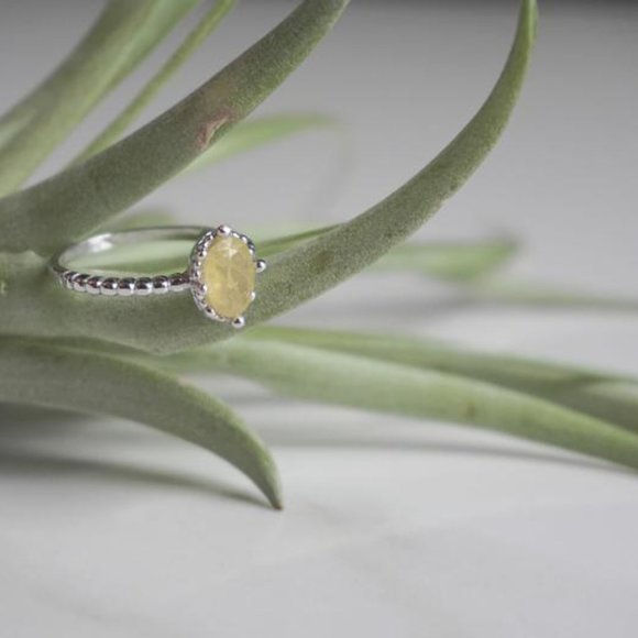 Untreated Raw Yellow Sapphire Sterling Silver Ring - Picture 6 of 8